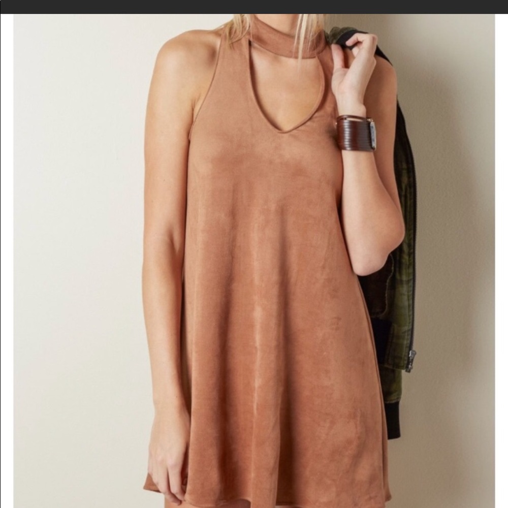 Gray Cut-Out Suede Dress